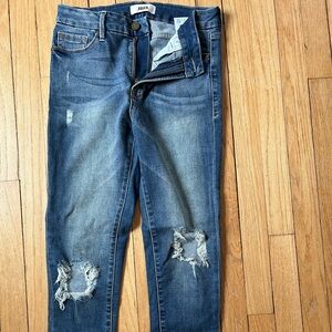 Women's Distressed Skinny Jeans - Classic Blue